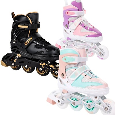 Inliner Kinder Damen Inlineskates 4in1 Schlittschuhe Verstellbare Rollschuhe