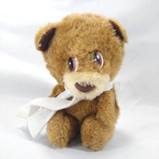 VINTAGE Dan Brechner Teddy Bear Small Stuffed Animal Big Eyes White Scarf
