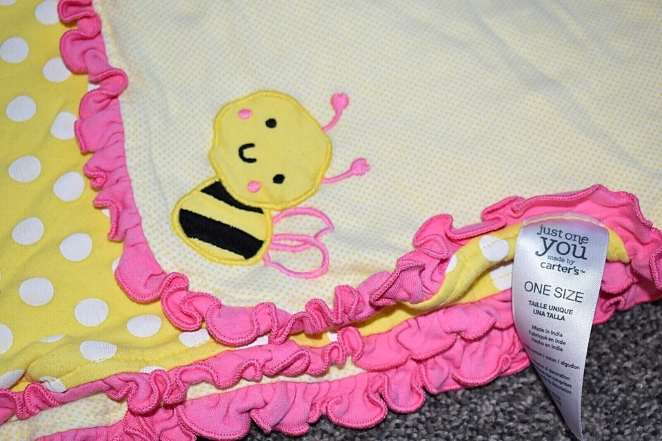 E1 Carter's Amarillo ABEJA Lunares Volantes Jersey Tejido Recepción Bebé Cuna Manta Foto 2 de 4