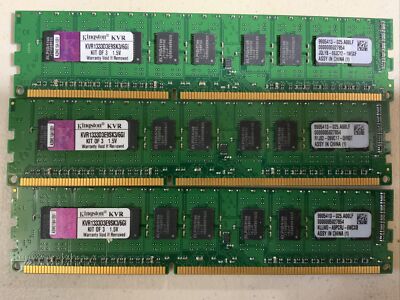 Kingston 6GB (3 x 2GB) 10600 ECC DDR3-1333MHz Server Memory  KVR1333D3E9SK3/6GI
