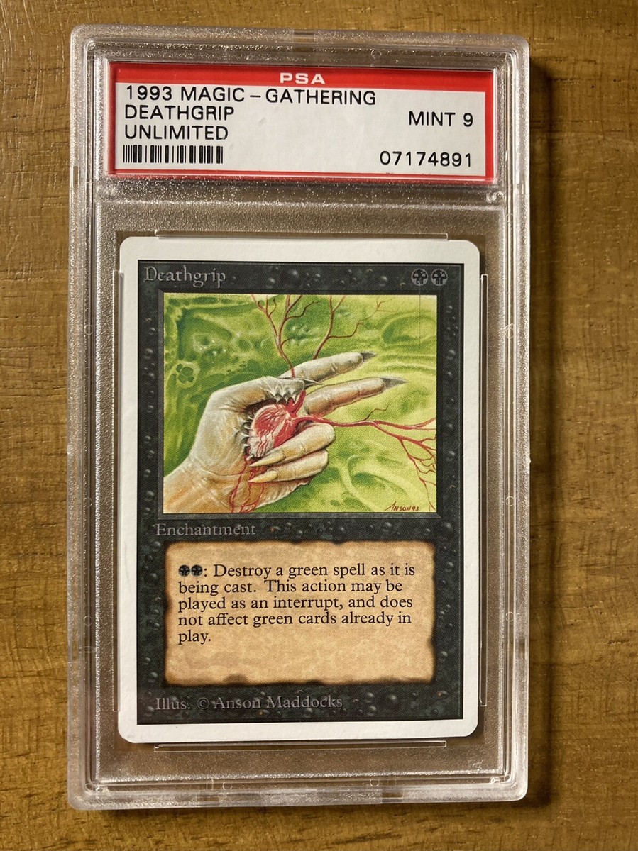 MTG ✨DEATHGRIP ✨Unlimited PSA Grade 9 MINT 1993 Uncommon