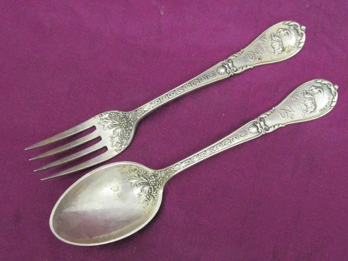Antique Gorham - Black Starr & Frost Sterling Baby fork spoon Dec - CAPRICORNUS