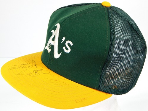 SIGNED OAKLAND A's BASEBALL HAT 1985-86 JOSE RIJO DONNIE HILL STEVE ONTIVEROS + - Picture 2 of 7