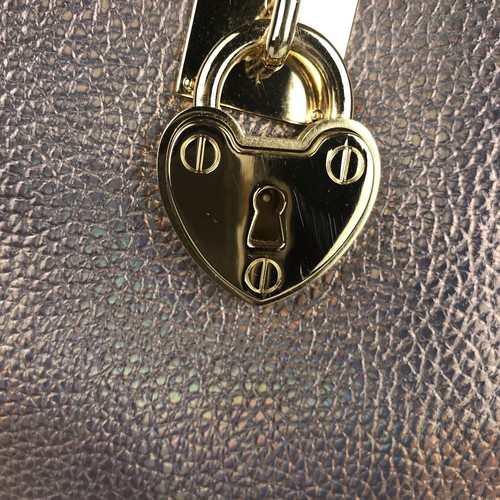 JUICY COUTURE Holographic Bowler Bag w/ Heart Lock Satchel Handbag Purse - Picture 3 of 12