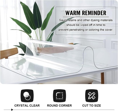 Clear PVC Table Cover Protector 40 x 78 Inch - 2mm Thick, Spill & Heat Resistant - Picture 6 of 9