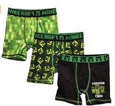 Boys Minecraft Athletic Boxer Briefs XS 4 Kids Underwear 3 Pack NWT