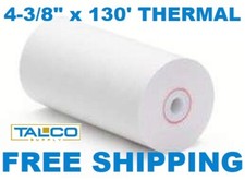  25 4-3/8" x 130' THERMAL HANDHELD PRINTER PAPER ROLLS  FAST FREE SHIPPING 