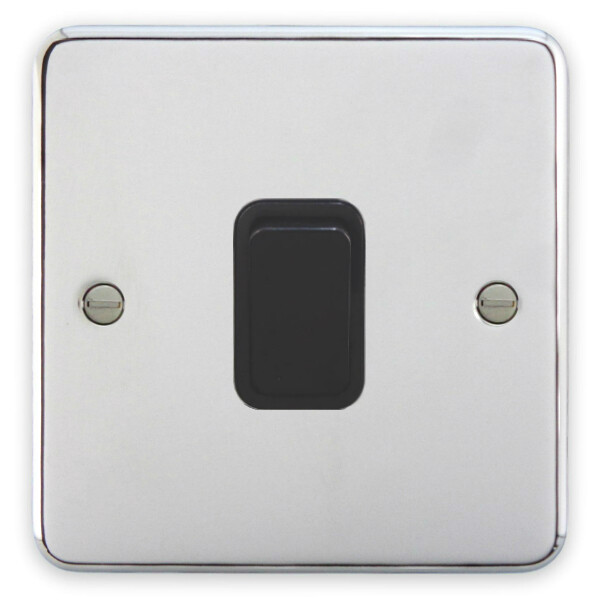 Deta 1933CHB Double Pole Switch - 20 Amp (Polished Chrome / Black Insert)