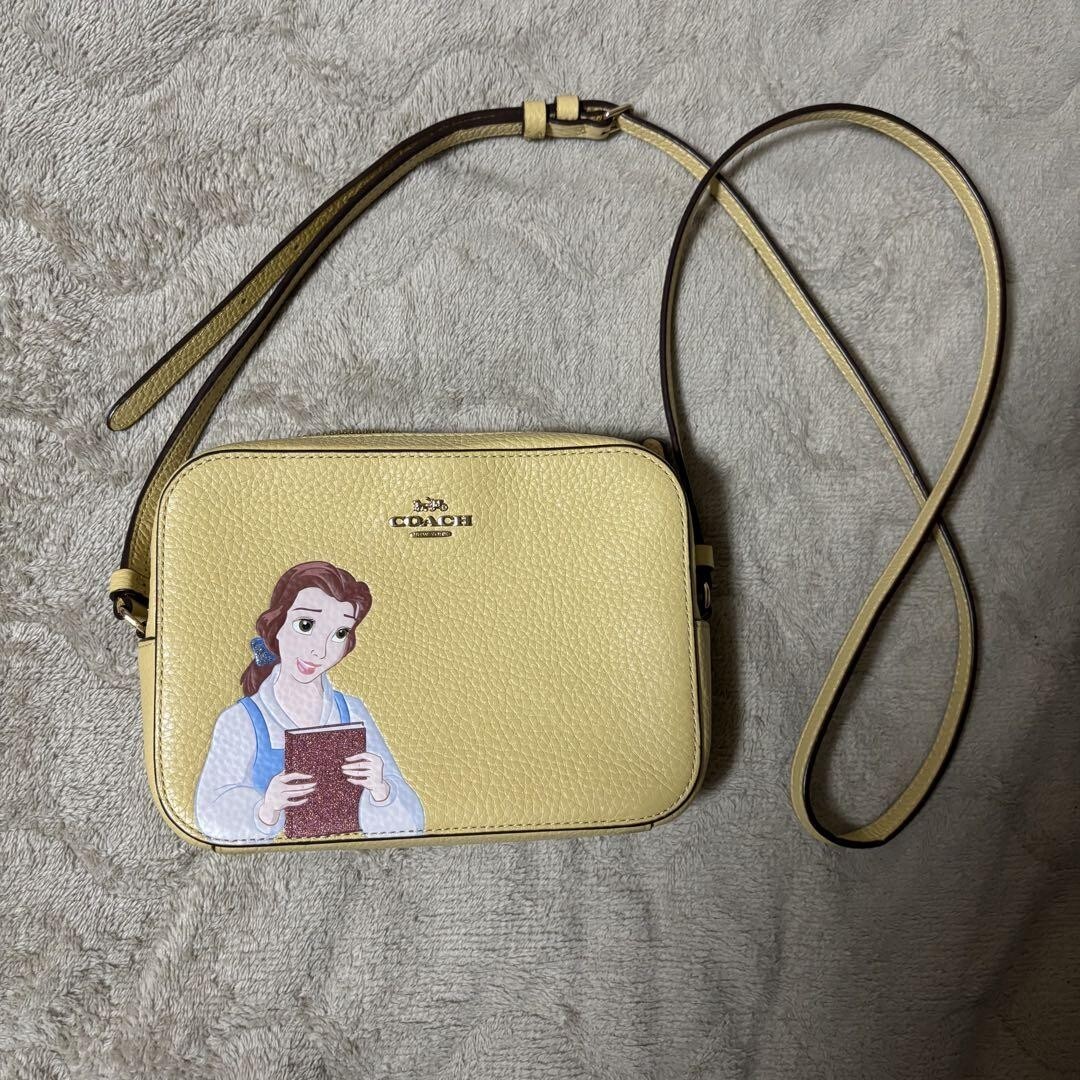 COACH x DISNEY PRINCESS Belle Mini Camera Crossbody shoulder Bag Yellow