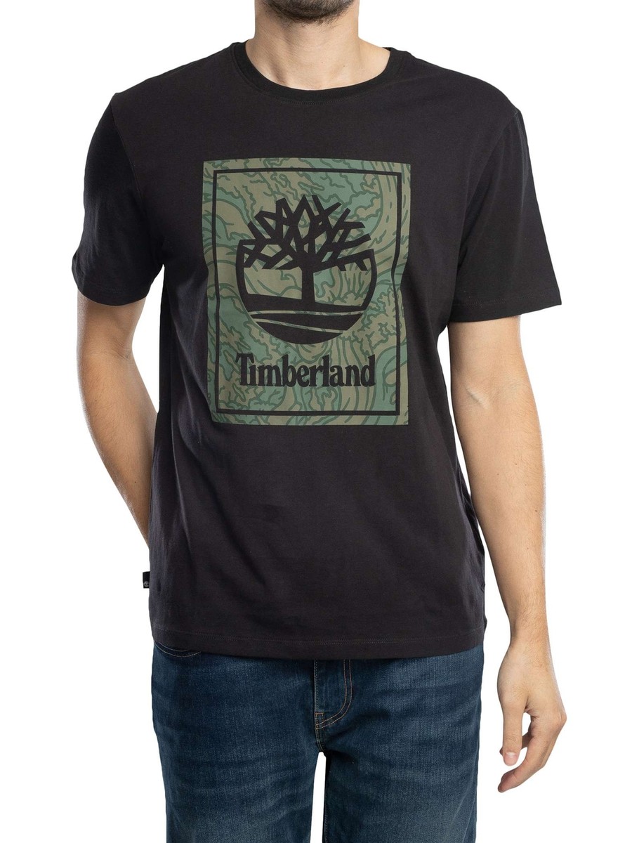 Timberland Men's Camo Box Logo T-Shirt, Black UK