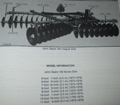 John Deere 100 Integral Disk Parts Catalog Manual Book JD ORIGINAL! PC-1385 1-80