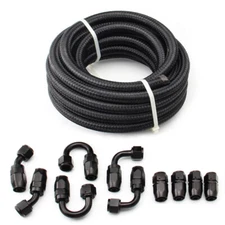 20FT 8AN Nylon Braided Fuel Line Kit w/ Oil/Gas/Fuel Hose Fitting Adapter