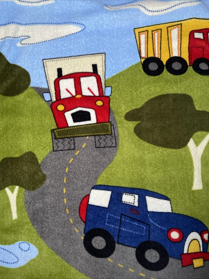 Manta para bebé construcción camiones coches carretera nubes felpa suave Lovey 30"x40" Foto 2 de 3