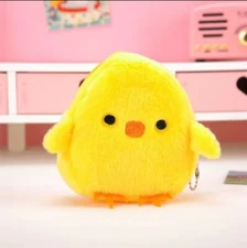 Cute Plush  Yellow Chick Mini Wallet Cartoon Coin Purse Headphone 