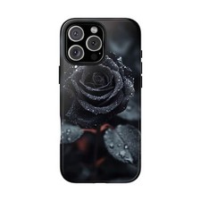 For iPhone/Galaxy/Pixel  Phone Ink Case - Black Rose Dark Flower Drops