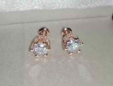 1Ct Lab Created Diamond Round Women Solitaire Stud Earring 14K Rose Gold Plated