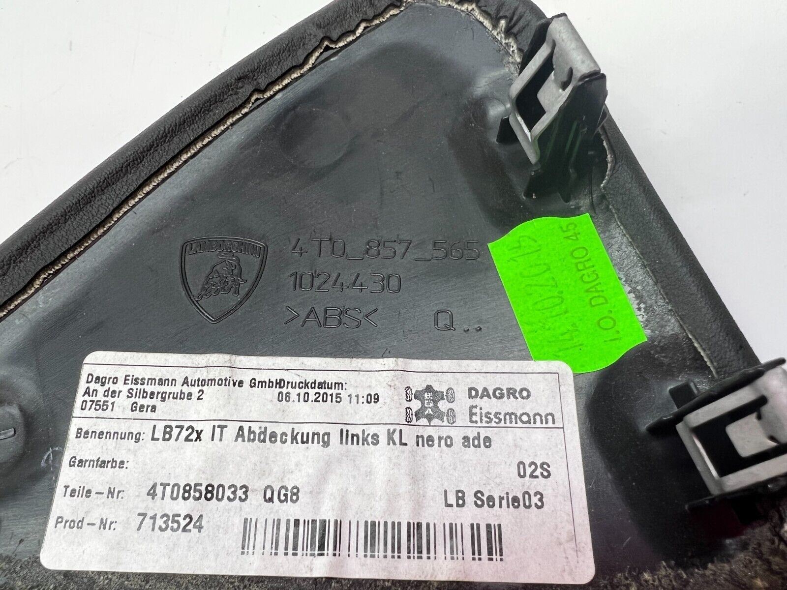 LAMBORGHINI HURACAN LH LEFT SIDE DASHBOARD END CAP TRIM COVER OEM 4T0858033