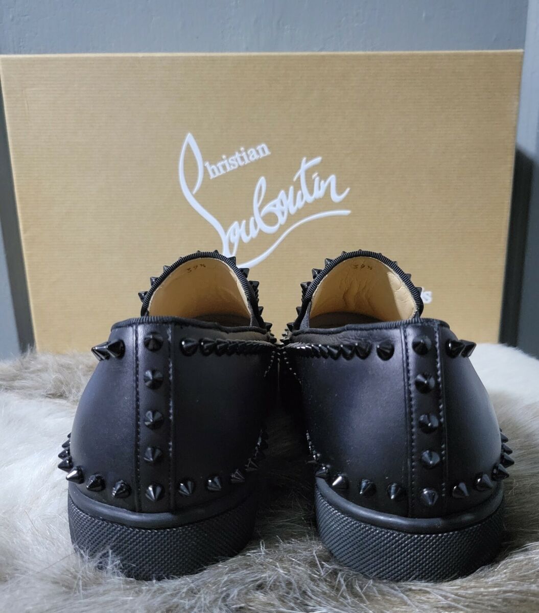 Christian Louboutin Pik Boat Flat Calf Leather Shoes Black Christian Louboutin Pik Boat Flat Calf Leather Shoes Black