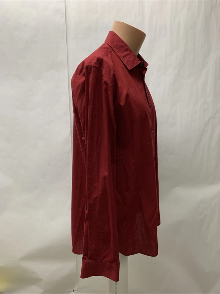 Рубашка мужская Alfani большая с длинным рукавом на пуговицах приталенная эластичное платье красная тонкая полоса - Изображение 3 из 4