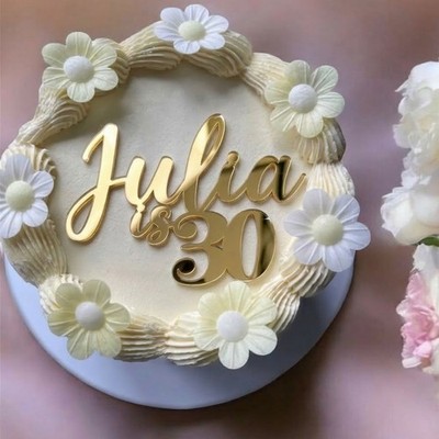 Personalisierter Happy Birthday Acryl Tortenaufleger Charm Party individueller Name & Alter