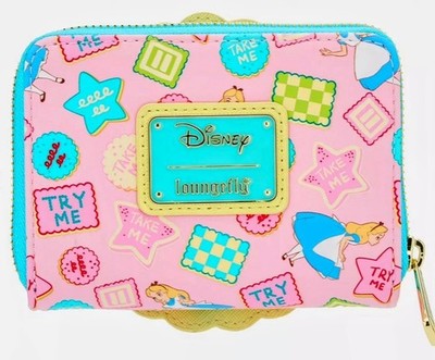 LOUNGEFLY DISNEY ALICE IN WONDERLAND  TAKE ME  COOKIES ZIP AROUND WALLET NWT