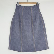 Marni Made in Italy Blue A-Line Skirt Size 36 Contrast Stitch Zip Back
