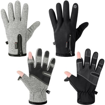 2 Pairs Windproof Waterproof Fingerless Gloves Winter Touchscreen Gloves Men ...