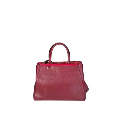 Fendi 2Jours Medium Red Leather Tote Bag