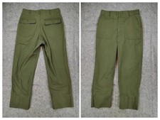 VTG 70s Military OG-507 Fatigue Pants Green Sateen Trousers 34 Cotton/Poly Zip