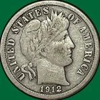1912 Barber Dime Very Fine VF Coin #36574