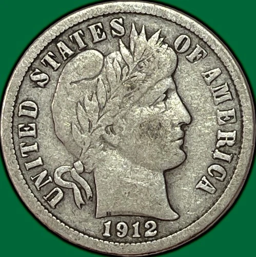 1912 Barber Dime Very Fine VF Coin #36574