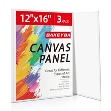 Canvas Boards for Painting 12x16 Inch, 3 Pack Cotton Primed Large Blank Paint...