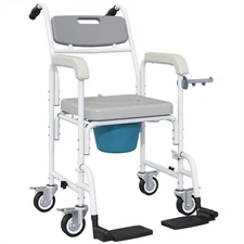 Xcceries Bedside Commode Shower Chair with 4 Wheels Lock 4-in-1 Seniors Gary