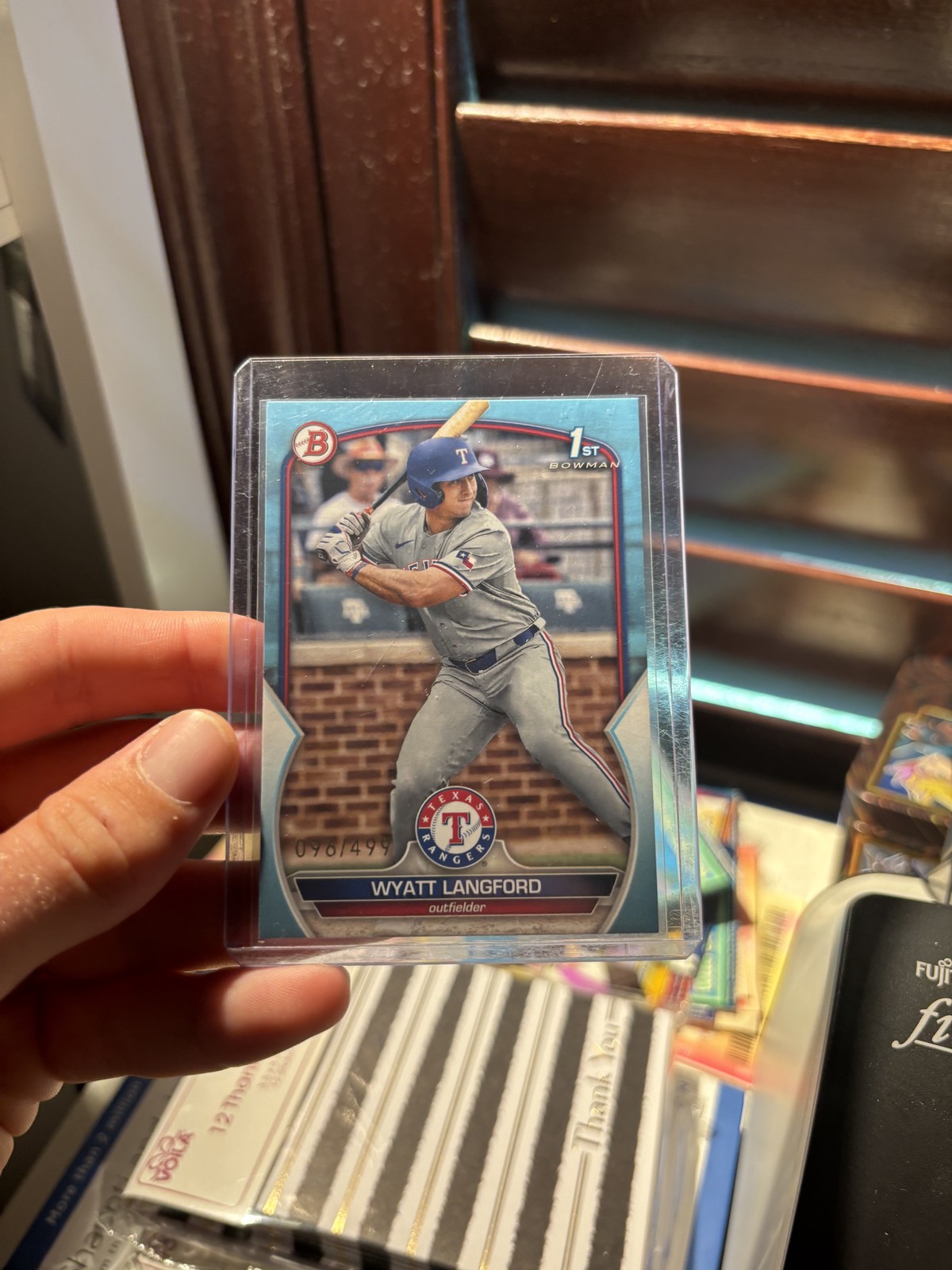 2023 Bowman Draft #BD-106 Wyatt Langford Sky Blue #/499
