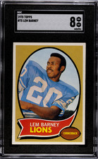 1970 Topps #75 Lem Barney RC SGC 8 NM-MT - PERFECTLY CENTERED