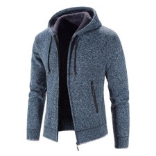 Men  s Sweater Coat Hooded Cardigan Men Thick Knitted Warm Hooded Cardigan Sweate