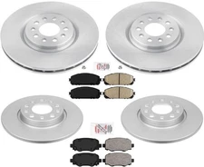 Pads & Coated Rotors for 14-21 Cherokee W/ 320MM Rear & Frt Single Pistn Calper