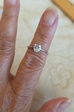 Solitaire Heart CZ 3-Prong Ring in Sterling Silver 925