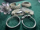 Vintage Sterling Silver Jewelry Lot 6pc 925 Rings Earrings Brooch Mixed