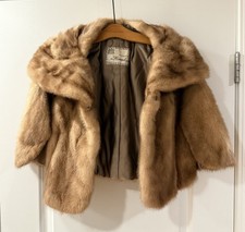 Vintage Himmel Mink Fur Cape Jacket Honey Brown Swing Stole Chicago