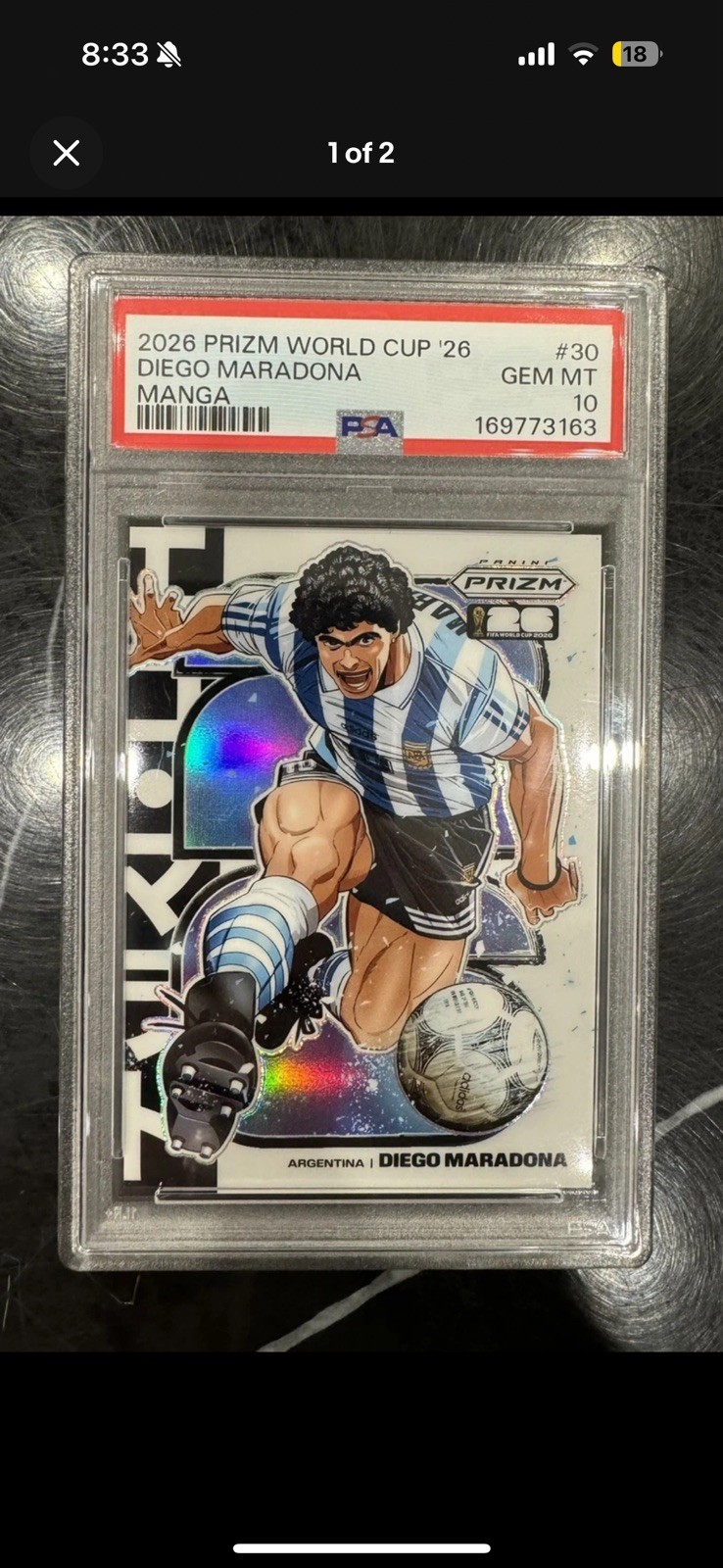 2026 Panini Prizm World Cup Diego Maradona Manga SSP #30 Argentina PSA 10