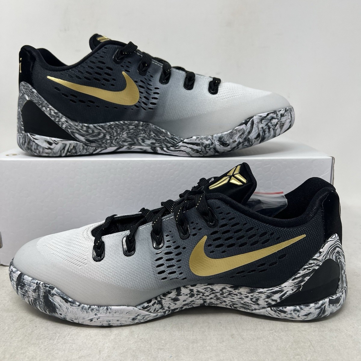 Nike Kobe 9 Low EM GS Mambacita Black White Metallic Gold No Lid