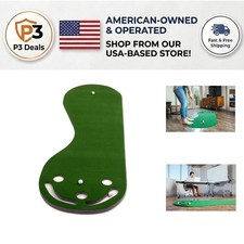 Foldable 3' x 9' Golf Putting Mat with Built-in Sand Traps Non-Skid Back
