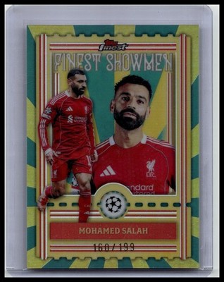 2025-26 Finest UEFA Mohamed Salah #FS-9 Liverpool Finest Showmen Aqua #/199