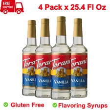Torani Syrup, Vanilla, 25.4 Ounces (Pack of 4), Gluten Free, Flavoring Syrups