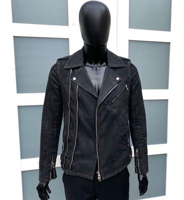 Rare & Great Balmain SS15 Waxed Denim Thick Cotton Biker Jacket Made In Japan