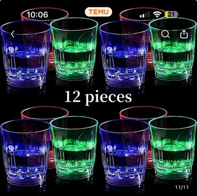 Set of 12 Light Up MultiColor LED Shot Glasses