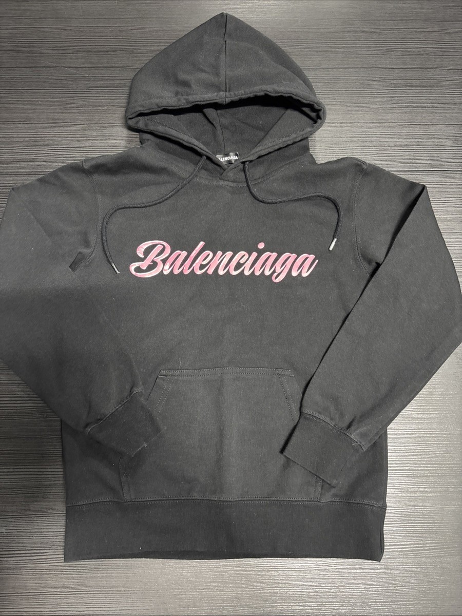 Balenciaga Pullover Designer Hoodie Black Pink Glossy Font Pre