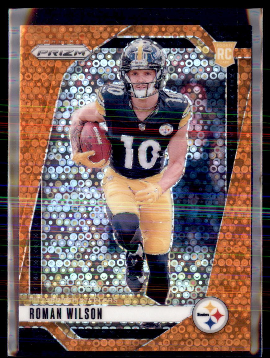2024 Panini Prizm Football Orange Disco Prizm Roman Wilson Steelers 384 RC