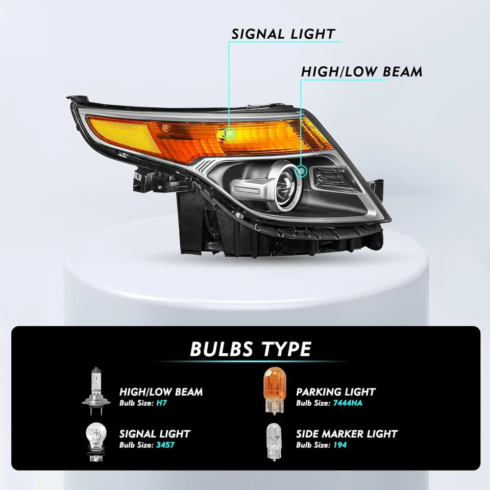 Faro halógeno lateral pasajero de fábrica para Ford Explorer 2011-2015 Foto 2 de 4